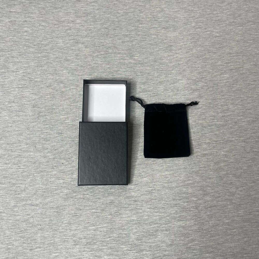 Macy’s Solid Black 4” x 3.5” Jewelry Necklace & Bracelet Box & Pouch 2 PCS. Set